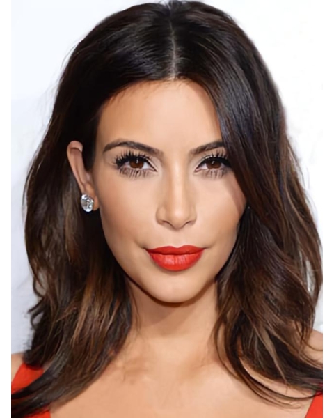 Kim Kardashian Enchanting Sexy Long Loose Wave Lace Front Human Hair Wig 14 Inches