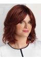 Great High Quality Auburn Wavy Shoulder Length Lace Front Synthetic Women Wigs