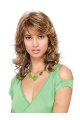 Classic Nice Blonde Wavy With Bangs Capless Medium Synthetic Wigs For Lady