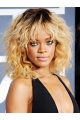 Rihanna New Fashioned Mid-length Wavy with Bangs Full Lace Human Hair Women Wig 