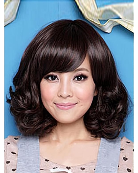 Ideal Brown Wavy Capless Synthetic  Medium Women Wigs